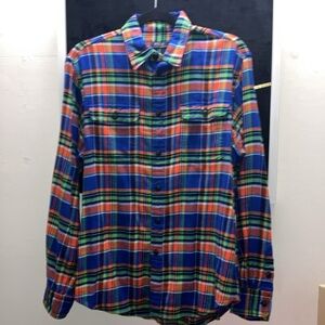 Polo Ralph Lauren Blue and Orange Plaid Shirt